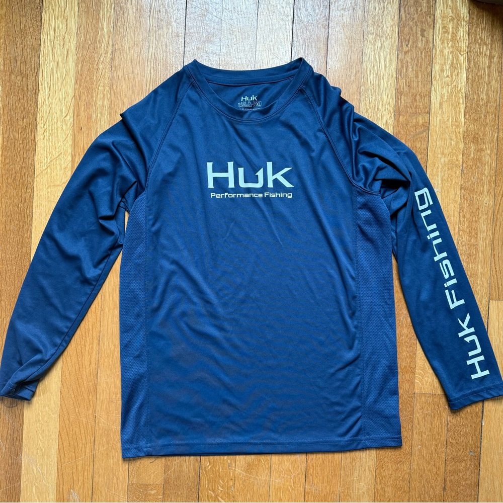 Huk Navy Blue Performance Fishing Shirt